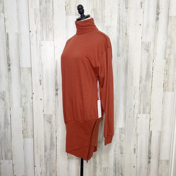 NWT Young Fabulous & Broke Turtleneck Sweatshirt Dress Orange Asymmetric Size XS - Picture 7 of 12